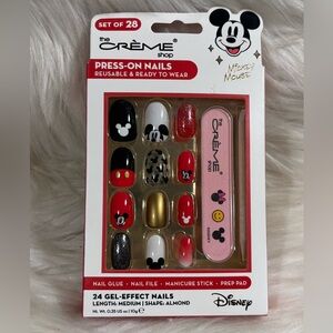 New The Creme Shop Mickey Mouse 24 Gel Effect Press On Nails Medium Almond